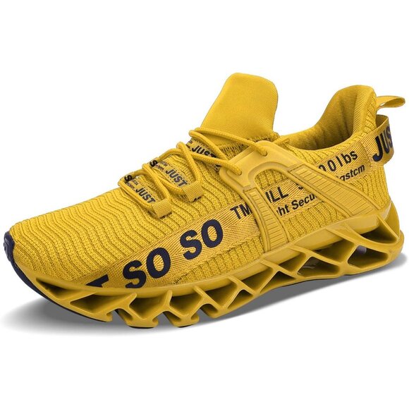 Women's Yellow Running Walking Tennis Blade Non Slip Athletic Sneakers Shoes - Picture 3 of 6